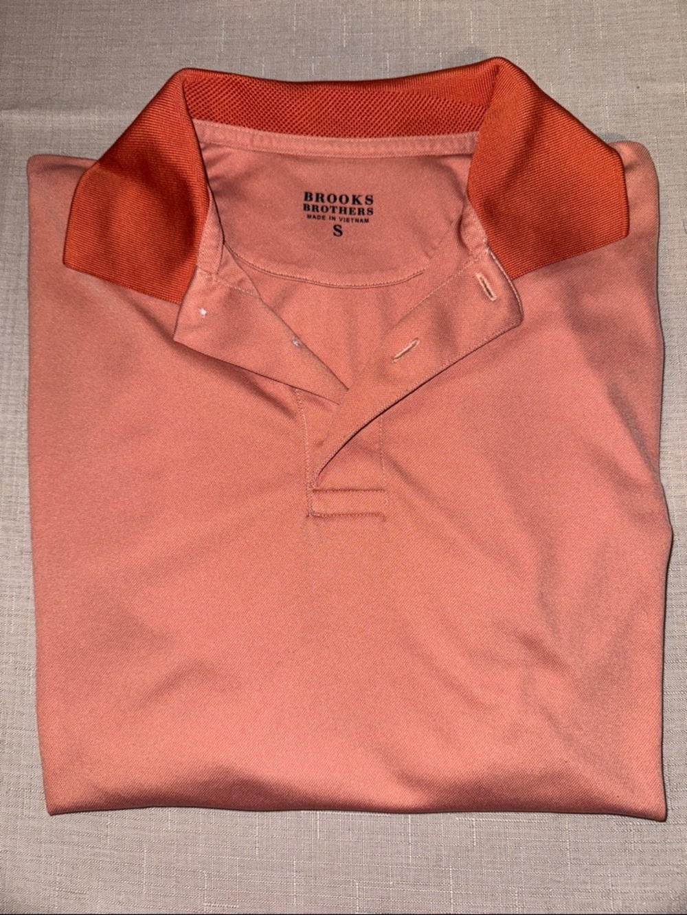 Brooks Brothers Men's Two-Tone Coral/Orange Short Sleeve Polo